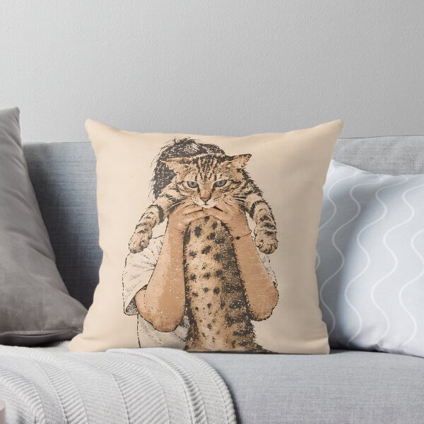 Item preview, Holding Long Tabby Cat: Vintage Linocut designed and sold by HowHoFamily.