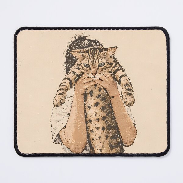 Item preview, Holding Long Tabby Cat: Vintage Linocut designed and sold by HowHoFamily.