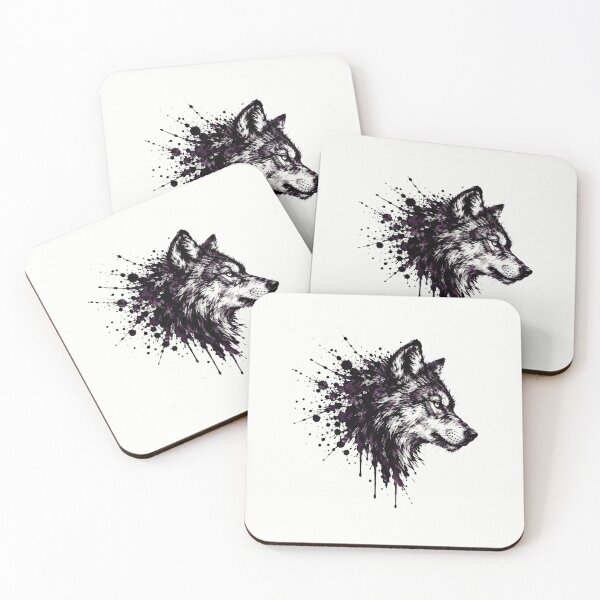 Item preview, Lone Wolf Ink Art - Spirit Animal Wolf Tattoo Portrait Wall Print designed and sold by Knacky Print.
