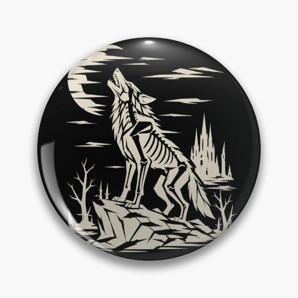 Item preview, Howling Skeleton Wolf Under the Moon – Gothic Halloween Horror designed and sold by JonelCrafts.