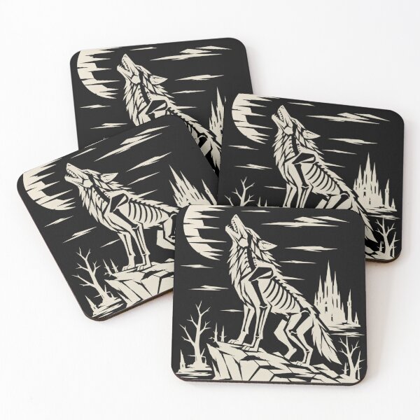Item preview, Howling Skeleton Wolf Under the Moon – Gothic Halloween Horror designed and sold by JonelCrafts.