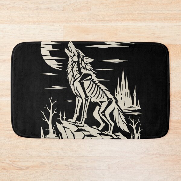Item preview, Howling Skeleton Wolf Under the Moon – Gothic Halloween Horror designed and sold by JonelCrafts.