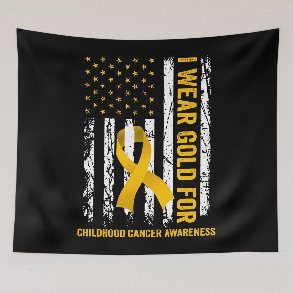 Item preview, I Wear Gold For Childhood Cancer Awareness Us Flag Ribbon designed and sold by TysonLangosh.
