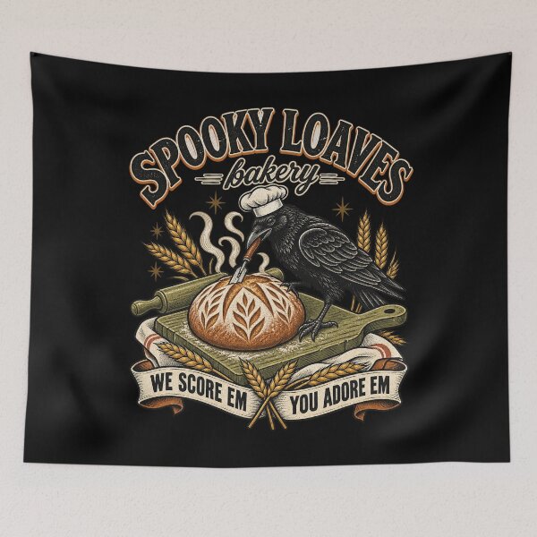 Item preview, Spooky Loaves Bakery Raven Sourdough Bread Baking Cute Design designed and sold by RamonaTeal.