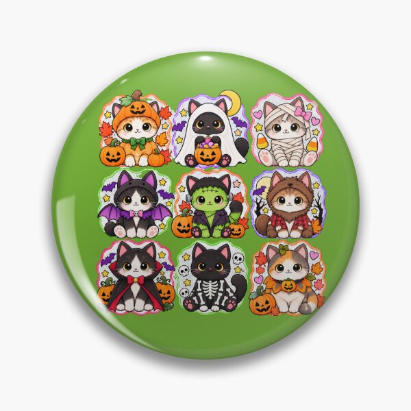 Item preview, Kawaii Halloween Cats in Cute Costumes – Ghost, Mummy, Vampire, Skeleton, Pumpkin & Spooky Kitty Collection designed and sold by ALH Apparel.