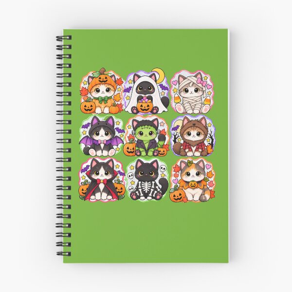 Item preview, Kawaii Halloween Cats in Cute Costumes – Ghost, Mummy, Vampire, Skeleton, Pumpkin & Spooky Kitty Collection designed and sold by ALH Apparel.