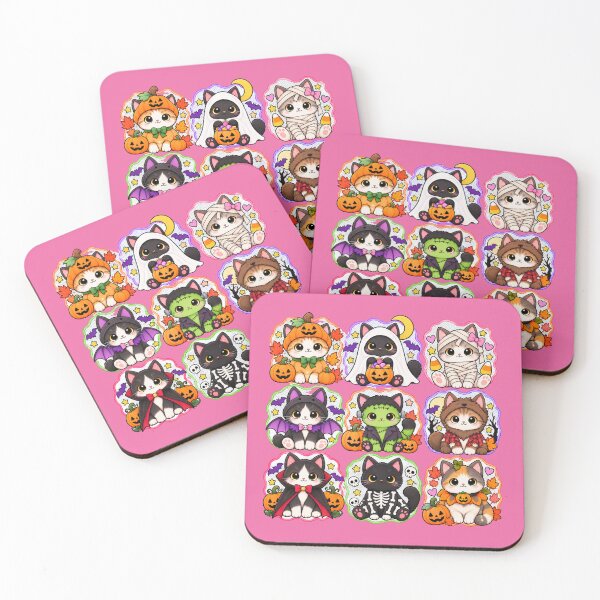 Item preview, Kawaii Halloween Cats in Cute Costumes – Ghost, Mummy, Vampire, Skeleton, Pumpkin & Spooky Kitty Collection designed and sold by ALH Apparel.