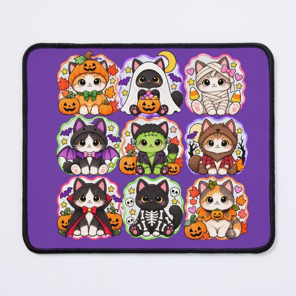 Item preview, Kawaii Halloween Cats in Cute Costumes – Ghost, Mummy, Vampire, Skeleton, Pumpkin & Spooky Kitty Collection designed and sold by ALH Apparel.