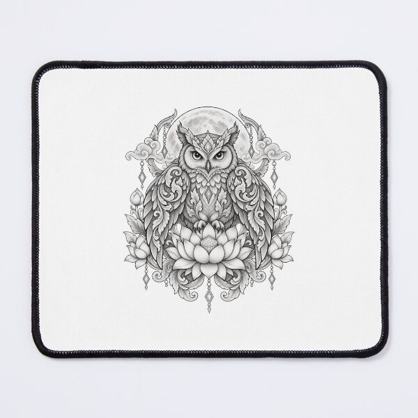Item preview, Mystical Owl Moon Lotus Thai Ornament designed and sold by mamhew2456.