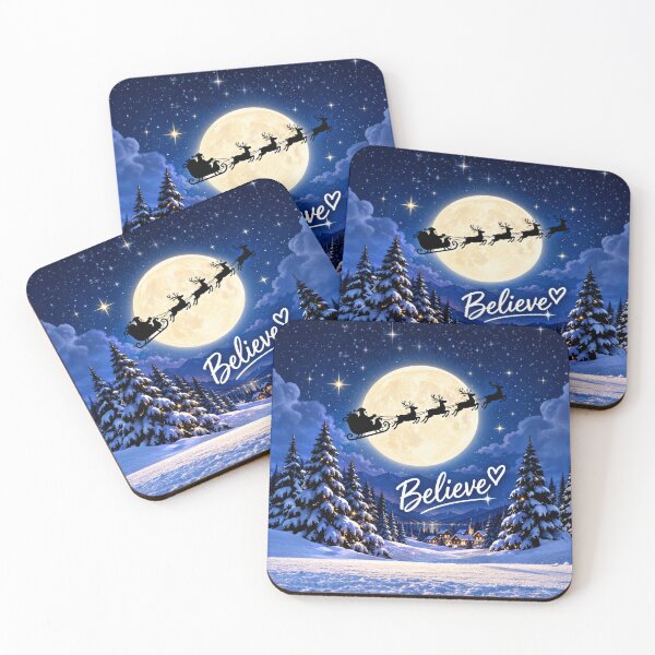 Item preview, Believe Santa Sleigh Moon Christmas Night designed and sold by Kenzie & Co.