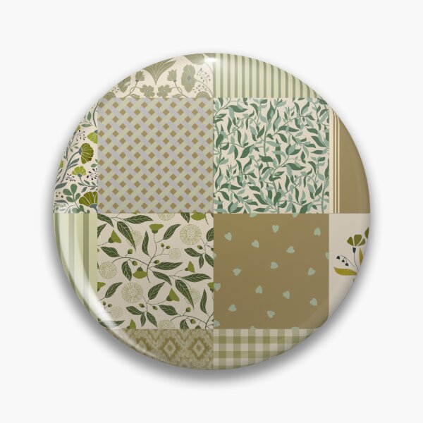 Item preview, Vintage floral patchwork cheater quilt - Sage green olive and cream designed and sold by ahahdodo.