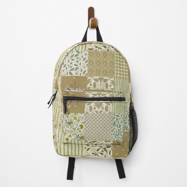 Item preview, Vintage floral patchwork cheater quilt - Sage green olive and cream designed and sold by ahahdodo.