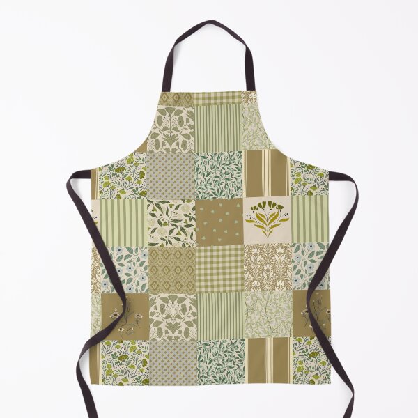 Item preview, Vintage floral patchwork cheater quilt - Sage green olive and cream designed and sold by ahahdodo.