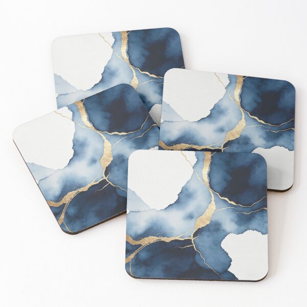 Item preview, Navy Blue and Gold Waves designed and sold by frasesemotivas.