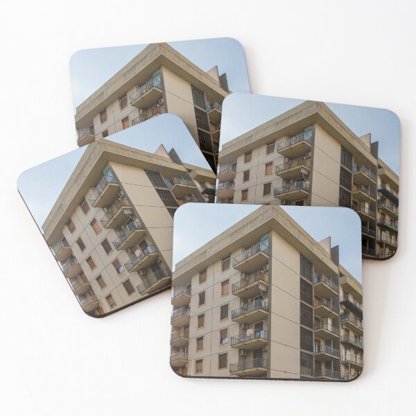 Item preview, Urban Apartment Building With Balconies Under A Clear Sky And Graffiti At Street Level designed and sold by Nmallia.