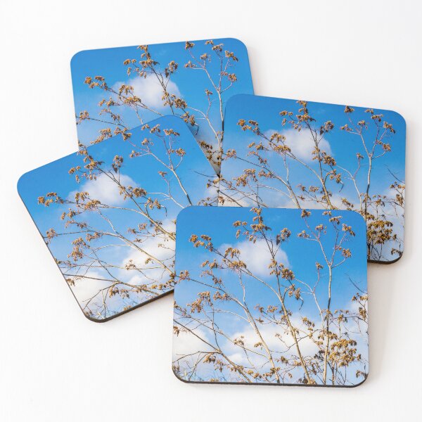 Item preview, Bare Tree Branches Reaching Toward A Bright Blue Sky With Sparse Golden Leaves designed and sold by Nmallia.