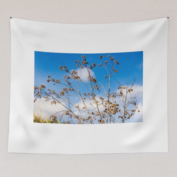Item preview, Bare Tree Branches Reaching Toward A Bright Blue Sky With Sparse Golden Leaves designed and sold by Nmallia.