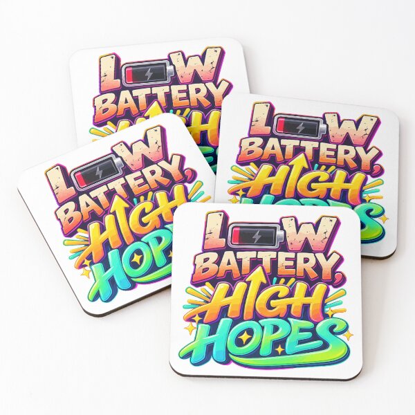 Item preview, Low Battery High Hopes – Funny Positive Retro Typography designed and sold by saan-creatives.