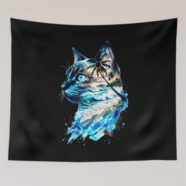 Item preview, Cat Beach Scene Surreal Art designed and sold by SoyLamderma.