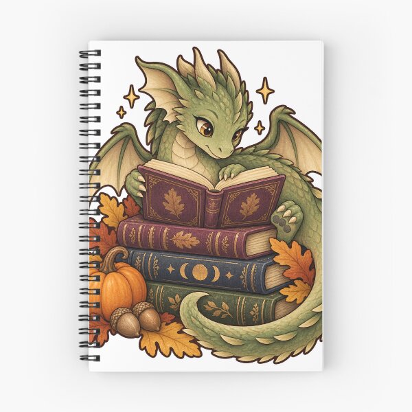 Item preview, Cozy Autumn Dragon Reading Magical Books designed and sold by Pixel & Ponder.