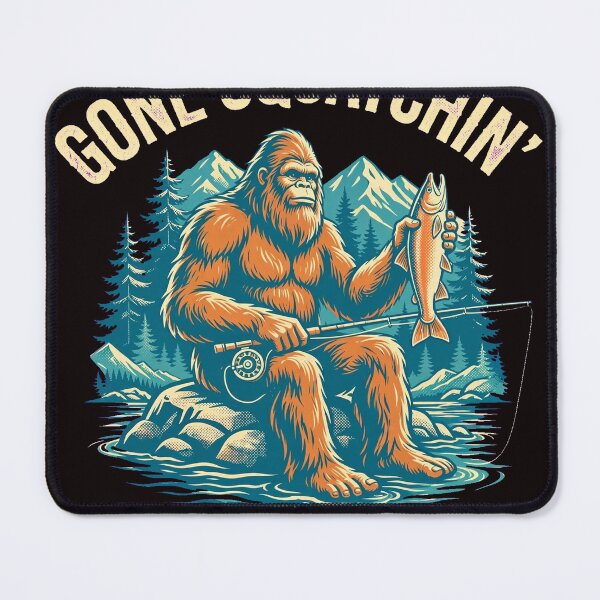 Item preview, Gone Squatchin' Bigfoot Fishing Shirt - PNW Sasquatch Salmon designed and sold by ElevatedPNW.