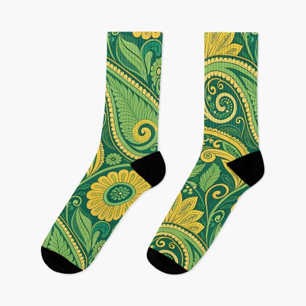 Item preview, Green & Gold Paisley Floral Pattern designed and sold by trendspatterns.