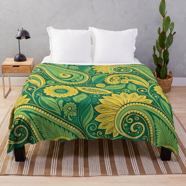 Item preview, Green & Gold Paisley Floral Pattern designed and sold by trendspatterns.
