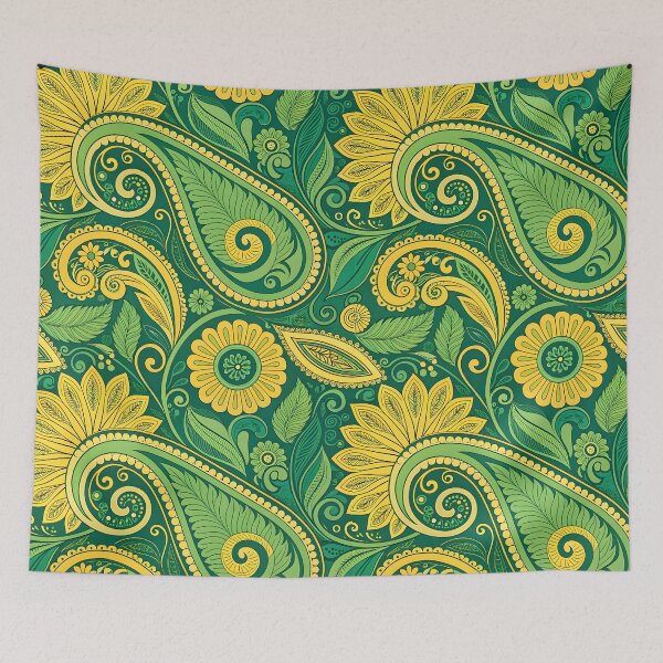 Item preview, Green & Gold Paisley Floral Pattern designed and sold by trendspatterns.