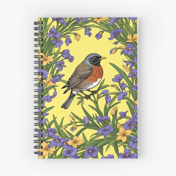 Item preview, MI American Turdus migratorius and Iris-Flower designed and sold by taiche.