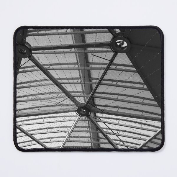 Item preview, Geometric Glass Roof Structure With Steel Beams And Hanging Lights, Architectural Interior designed and sold by Nmallia.