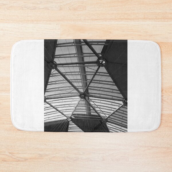 Item preview, Geometric Glass Roof Structure With Steel Beams And Hanging Lights, Architectural Interior designed and sold by Nmallia.