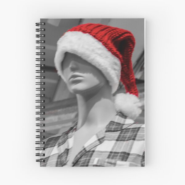 Item preview, Mannequin Wearing Santa Hat and Plaid Shirt in Monochrome Studio Background, Holiday Fashion Display designed and sold by Nmallia.