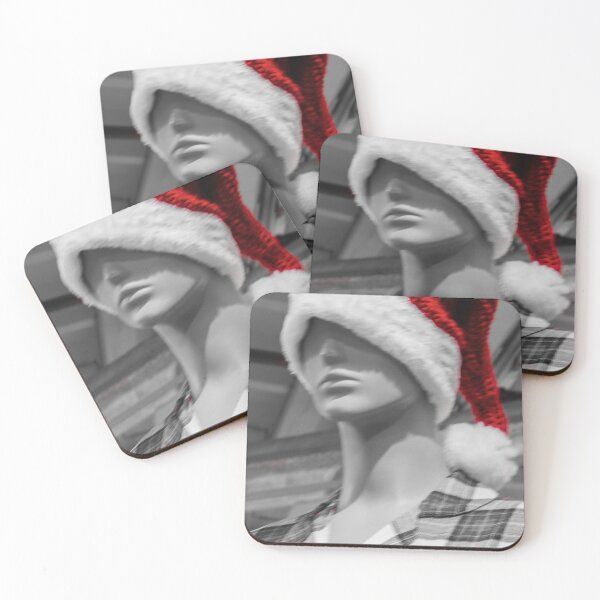 Item preview, Mannequin Wearing Santa Hat and Plaid Shirt in Monochrome Studio Background, Holiday Fashion Display designed and sold by Nmallia.