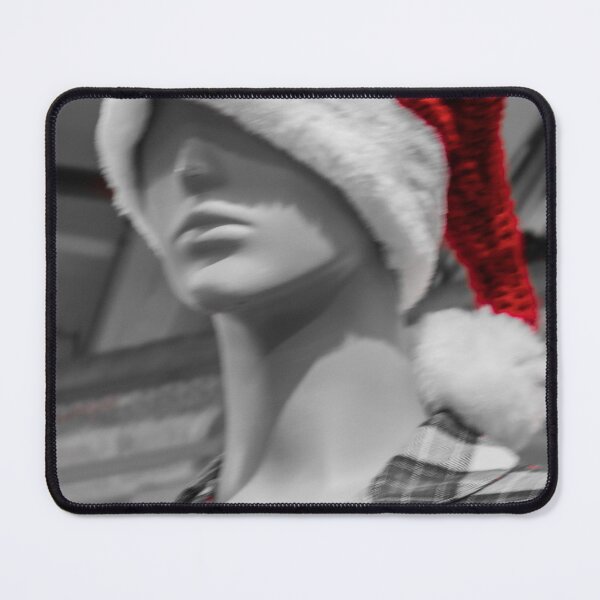 Item preview, Mannequin Wearing Santa Hat and Plaid Shirt in Monochrome Studio Background, Holiday Fashion Display designed and sold by Nmallia.