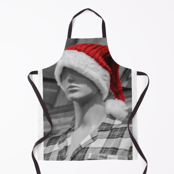 Item preview, Mannequin Wearing Santa Hat and Plaid Shirt in Monochrome Studio Background, Holiday Fashion Display designed and sold by Nmallia.