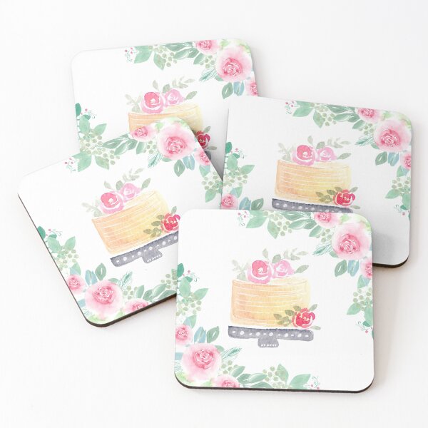Item preview, Watercolor Cake in floral frame | Greeting Card   designed and sold by Harpley Design Studio.
