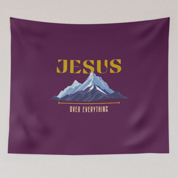 Item preview, Jesus Over Everything | Christian Mountain Graphic Art designed and sold by Emmafeystilo.