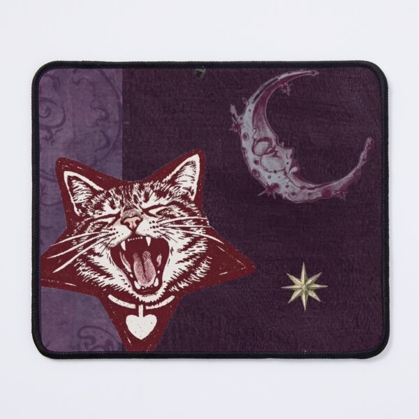 Item preview, Purple whimsigoth aesthetic, Yawning Cat & Celestial Dragonfly - Dark Whimsigoth Collage designed and sold by BrontesWhimsyStore.