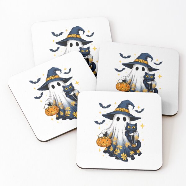 Item preview, Cute Ghost Wizard with Black Cat Halloween Art designed and sold by SoyLamderma.