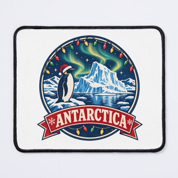 Item preview, Antarctica Christmas Shirt – Retro Penguin Santa Expedition Badge Design designed and sold by Globalcitytees.