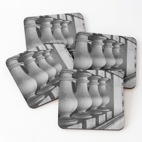 Item preview, Black and White Stone Balustrade Railings Along a Classical Terrace Wall in Monochrome designed and sold by Nmallia.