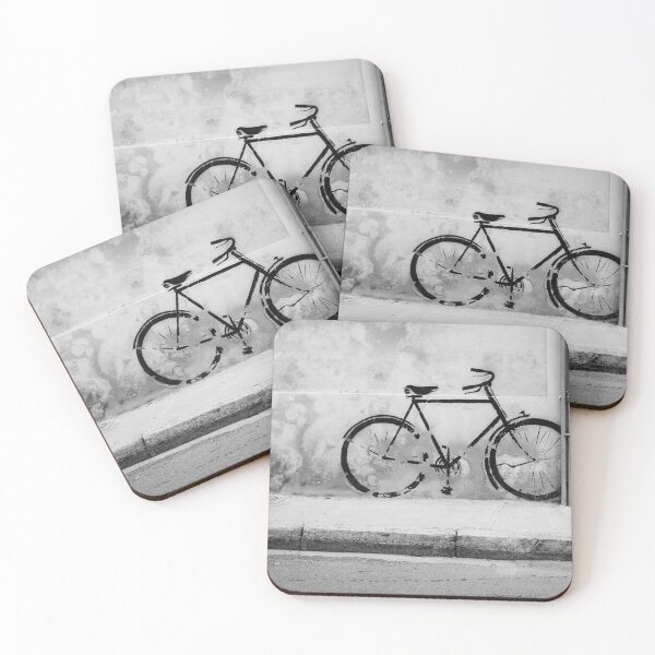 Item preview, Graffiti Bicycle Painted On Old Wall Creating Urban Street Scene In Monochrome Tones designed and sold by Nmallia.