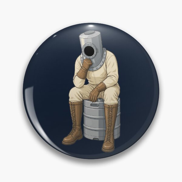 Item preview, The Thinker Vintage Deep Sea Diver on Beer Keg Parody Art designed and sold by KungPowUnicorn.