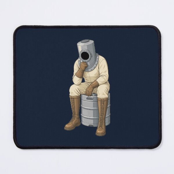 Item preview, The Thinker Vintage Deep Sea Diver on Beer Keg Parody Art designed and sold by KungPowUnicorn.