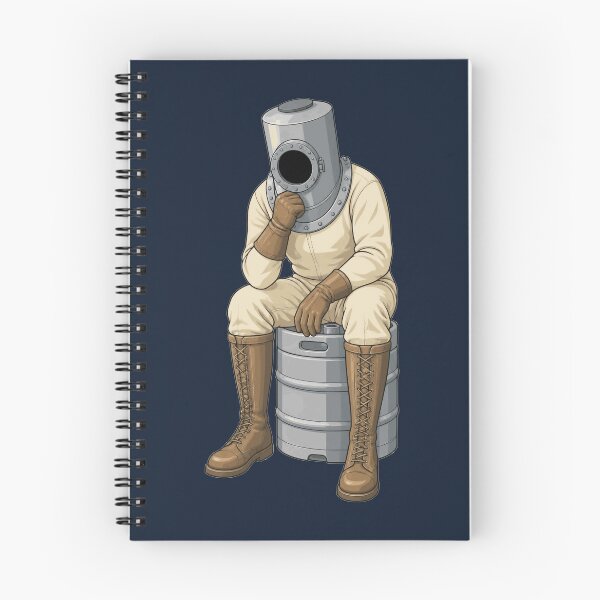 Item preview, The Thinker Vintage Deep Sea Diver on Beer Keg Parody Art designed and sold by KungPowUnicorn.
