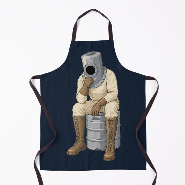 Item preview, The Thinker Vintage Deep Sea Diver on Beer Keg Parody Art designed and sold by KungPowUnicorn.