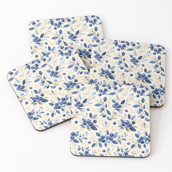Item preview, Blueberry Botanical Elegance – Watercolor Blue Berry & Leaf Pattern designed and sold by vinothmech53.