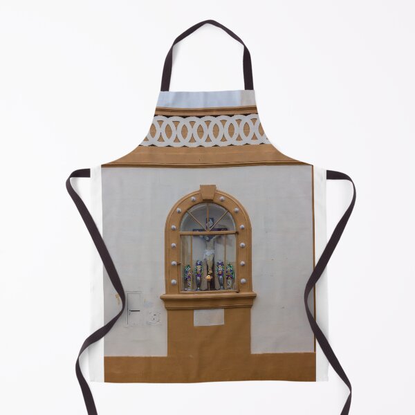 Item preview, Ornate Window Shrine With Cross, Floral Arrangements, And Rustic Tan Wall On Exterior Building designed and sold by Nmallia.