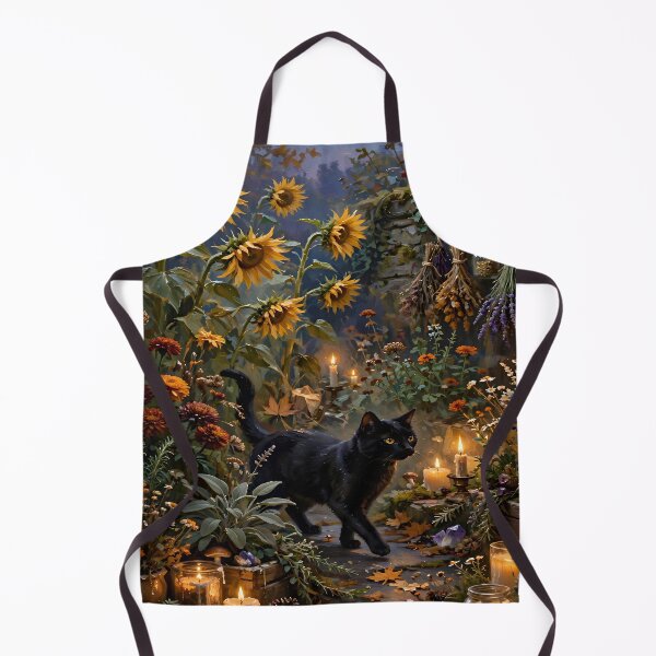 Item preview, Autumn Black Cat in Enchanted Sunflower Garden designed and sold by cr6zym1nd.