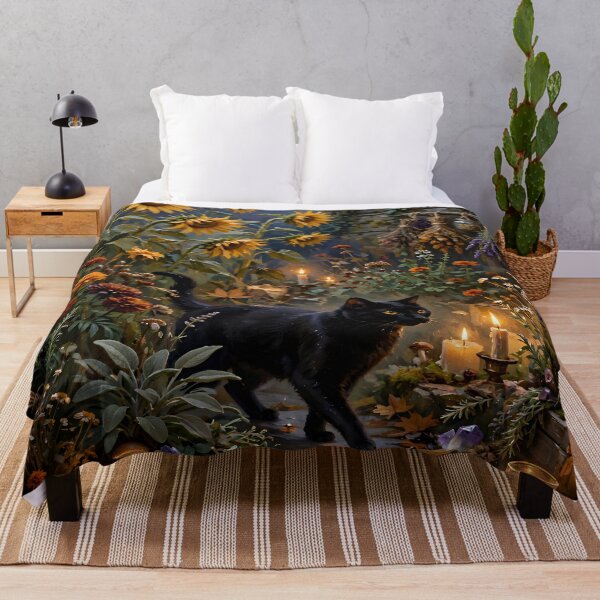 Item preview, Autumn Black Cat in Enchanted Sunflower Garden designed and sold by cr6zym1nd.